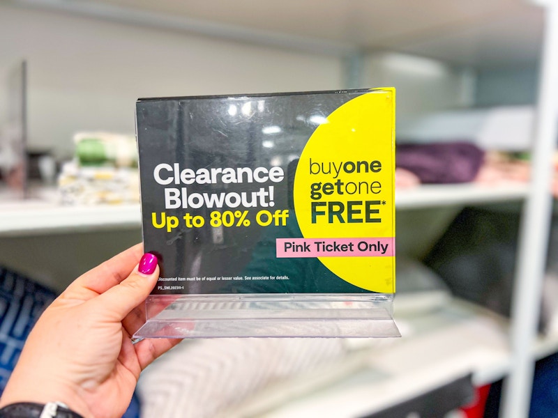 JCPenney In-Store Photo of Pink Tag Clearance Blowout Sign