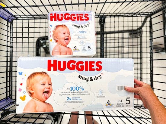 huggies diapers in a shopping cart