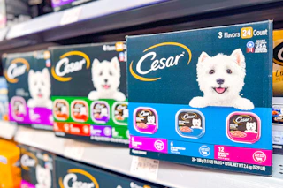 walmart cesar dog food on store shelf