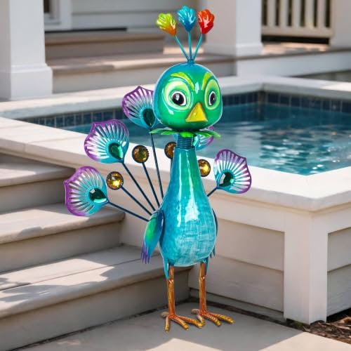 Metal Peacock Statue