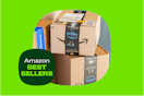 amazon boxes on a green background