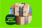 amazon boxes on a green background