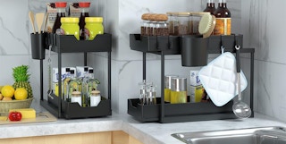2-tier sliding drawer storage under sink organizer
