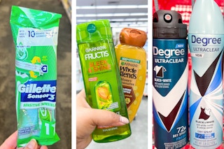 collage with Gillette, garnier, and degree products