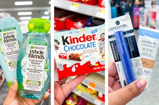 collage with garnier, kinder, and covergirl products