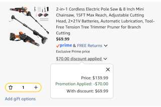 Chainsaw Amazon receipt