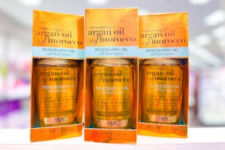 ogx argan oil at sitting on a target shelf