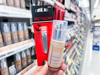 holding revlon foundation and nail clipper walgreens aisle