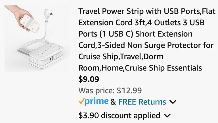 Orico Travel Power Strip with USB Ports,Flat Extension Cord