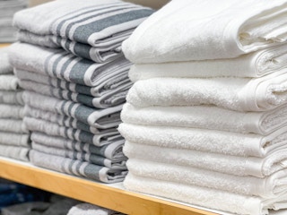 towels on shelf