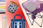 Sun Squad chalk, cooler, and chair + Threshold planter, Stanley Owala water bottle