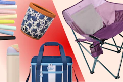 Sun Squad chalk, cooler, and chair + Threshold planter, Stanley Owala water bottle