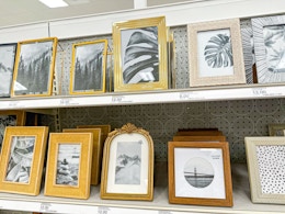picture frames sitting on a target cart