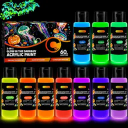 Glow in the Dark Acrylic Paint 10-Pack