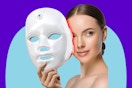 Woman holding the gelpal 7-1 Colors LED Facial Skin Care Mask.