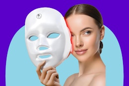 Woman holding the gelpal 7-1 Colors LED Facial Skin Care Mask.