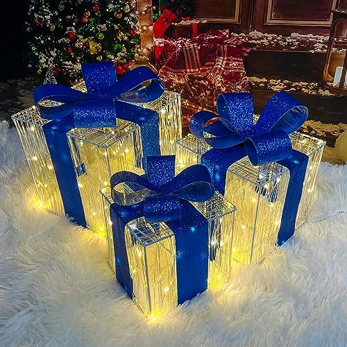 2 Christmas Lighted Gift Box Sets