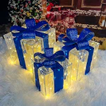 2 Christmas Lighted Gift Box Sets