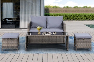a patio set outside