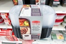 hand holding a rubbermaid meal prep set at target