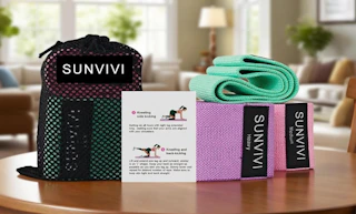 a set of resistance band set on a wooden table