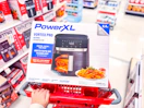 powerxl air fryer sitting on a target cart 