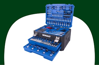 Stock photo of the Kobalt 302-piece Mechanics Tool Set (blue hard case)
