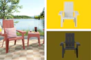 adirondack chairs and patio tables side by side