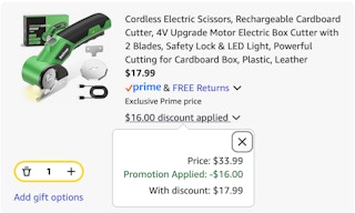 electric scissors Amazon receipt