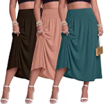 Women's Plus Size Maxi Skirts 3-Pack