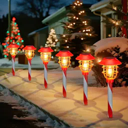 Candy Cane Solar Pathway Lights 6-Pack