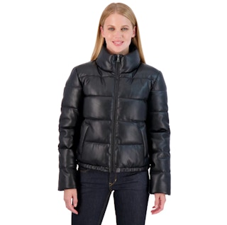 Juniors' Sebby Faux Leather Puffer Jacket