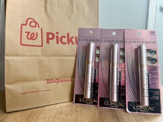 three loreal mascaras next to walgreens online pickup bag