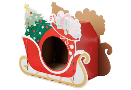 Holiday Cat Scratching Playhouse