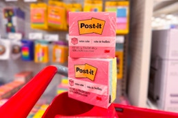 post-its sitting on a target cart