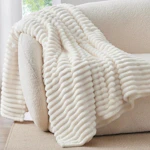 BEDELITE Ribbed Fleece Throw Blanket
