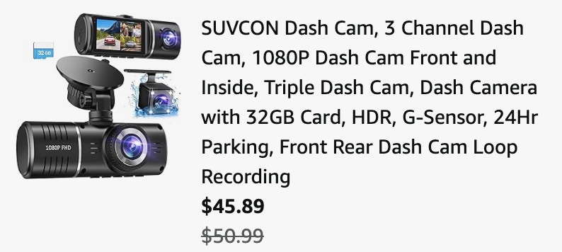 dash cam deal amazon