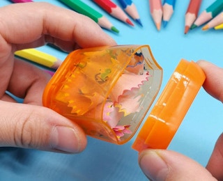 a orange pencil sharpener