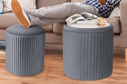 2 Velvet Storage Ottomans for $49.99 With Amazon Promo Code (Reg. $100) card image