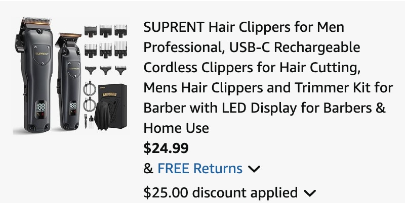 hair clippers Amazon reciept