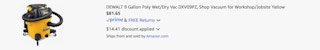 Amazon Dewalt Wet:Dry Vac 2025