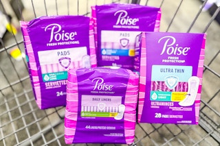 poise pads in a cvs cart