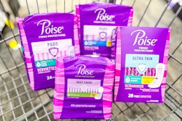 poise pads in a cvs cart