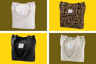 4 colors/patterns of corduroy tote bags