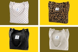 4 colors/patterns of corduroy tote bags