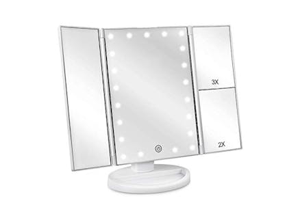 Tri-Fold Lighted Mirror