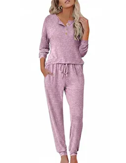 Ekouaer Women's Henley Pajama Set