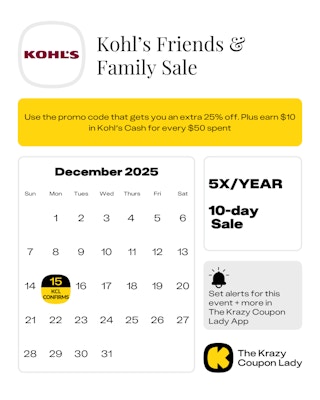 Kohl's Friends & Family dec. 2025