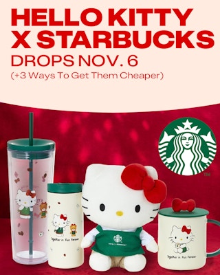 a graphic showing the nov 6 drop date for hello kitty starbucks cups