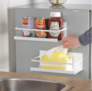 magnetic spice racks on a fridge